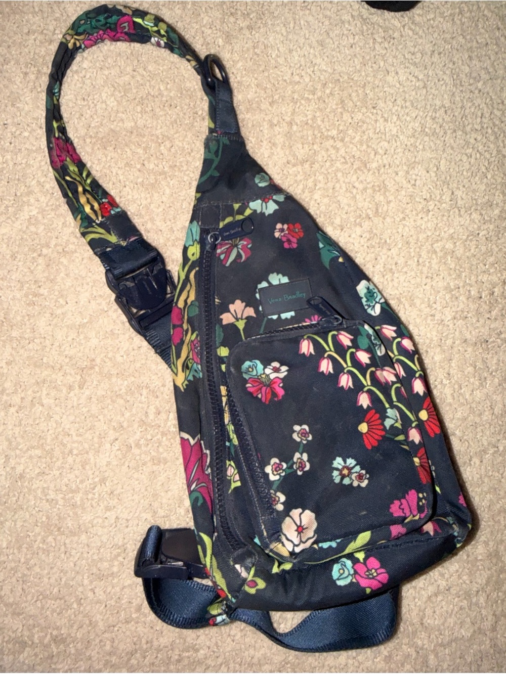 Vera Bradley Black Floral Crossbody Sling Bag